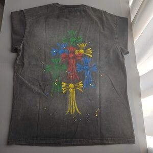 Chrome Hearts Multi Color Cross Cemetery Washed Black Short Sleeves